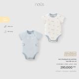  Set 2 bodysuit Nous cộc xanh be họa tiết con voi 