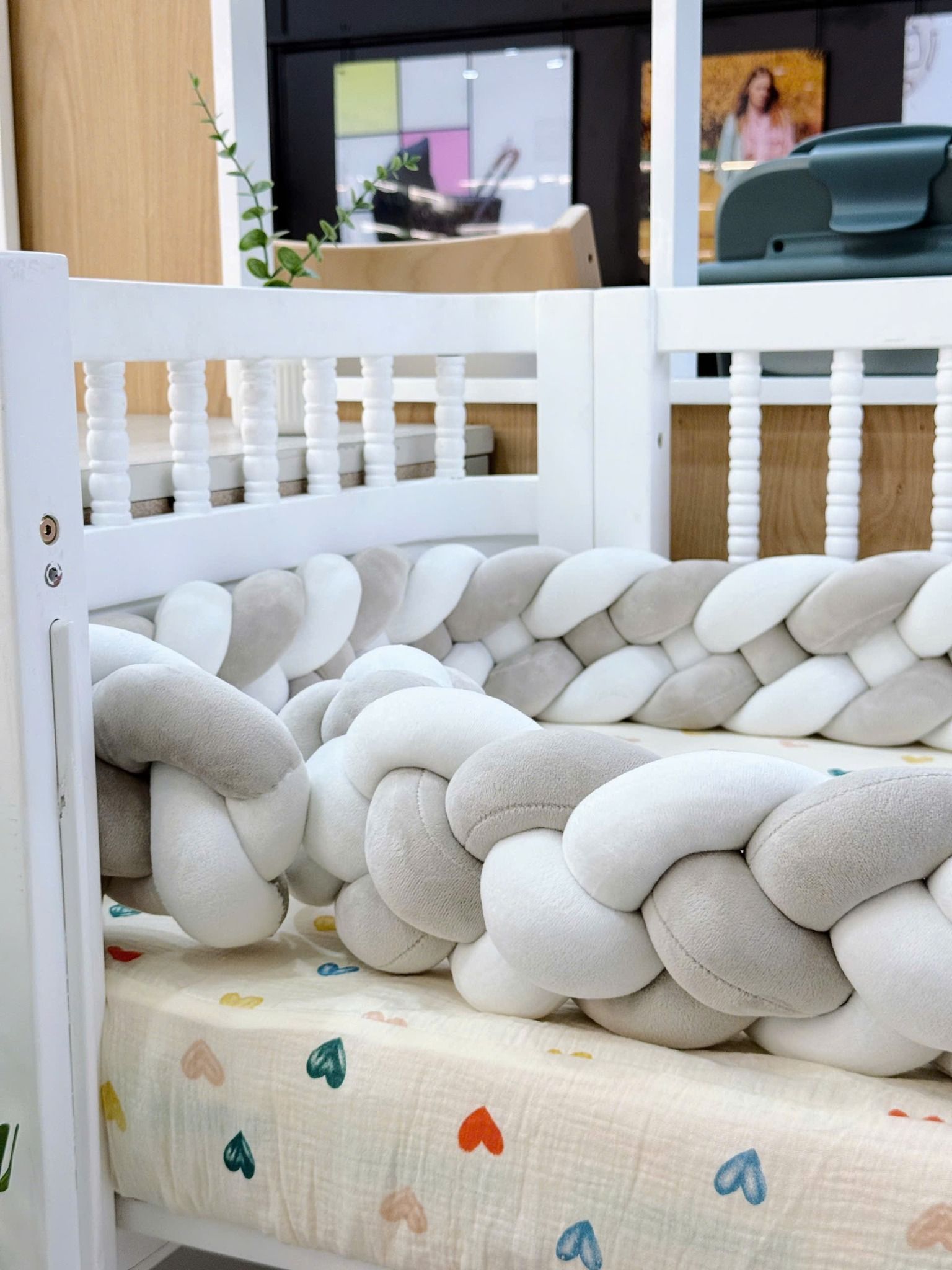  Set 2 Quây Sam Xoắn Nhung Cũi Giường Cho Bé HV Bedding 