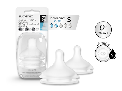  Set 2 Núm Ti Silicone Thay Thế Bình Sữa Suavinex 