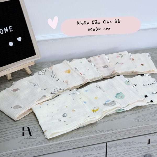  Hộp 4 Khăn Sữa HV Bedding (30x30 cm) 