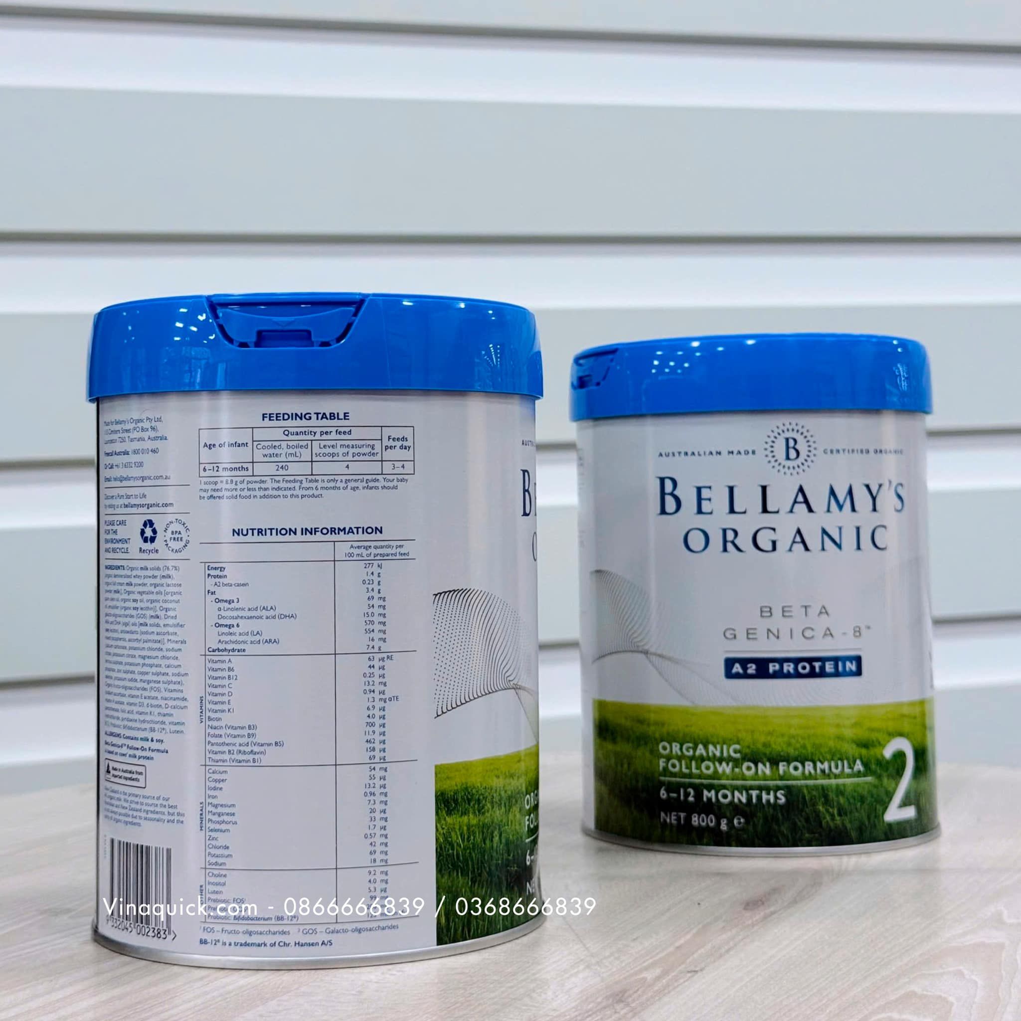  Sữa Bellamy’s A2 Organic Beta Genica-8™ Số 2 (800gr) 