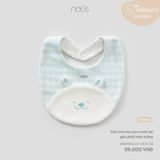  Yếm tròn Nous kẻ caro xanh tai gấu phối màu trắng 