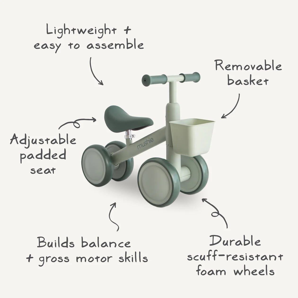  Xe Chòi Chân Mushie Mini Toddler Bike - Màu Shifting Sand (A) 