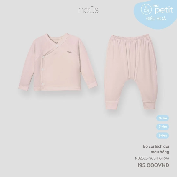  Bộ cài lệch dài Nous màu hồng 