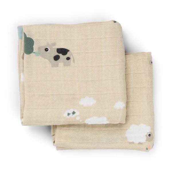  Set 2 Khăn Vỗ Ợ Tiny Farm Cotton Done By Deer (65 x 65 cm) 