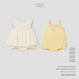  Set 2 bodysuit Nous màu be phối vàng thêu trang trí 