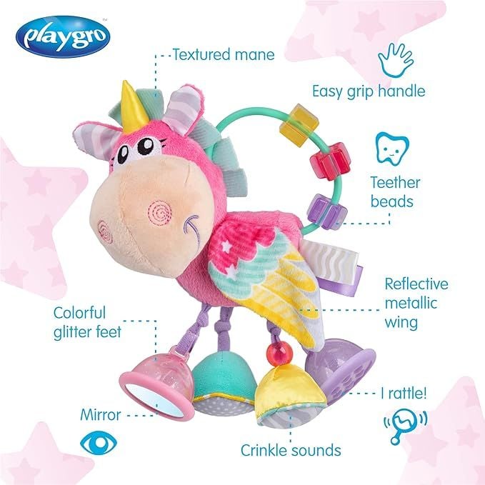  Đồ Chơi Lục Lạc Kỳ Lân Hoạt Động PlayGro Unicorn Clip Clop Pink 