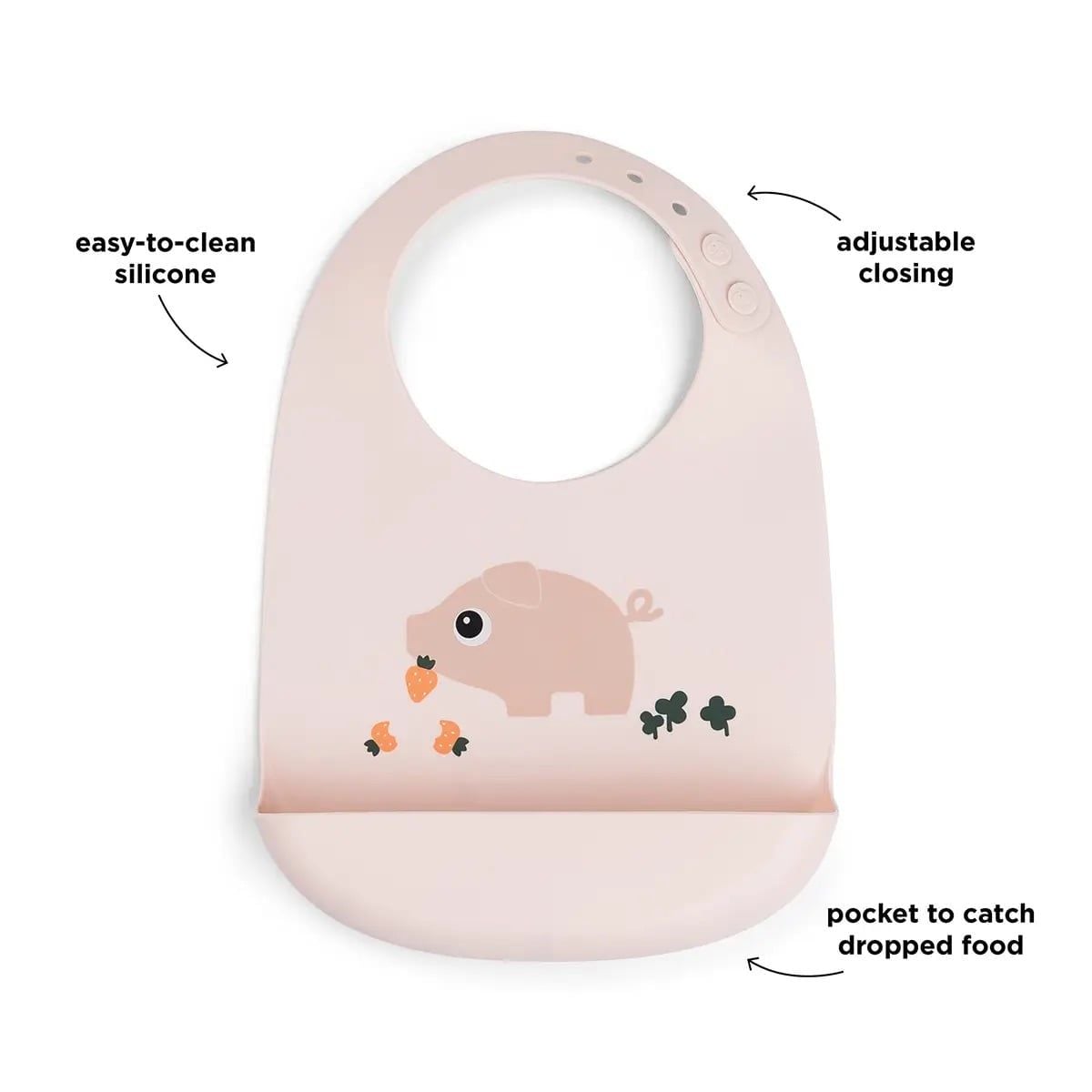  Yếm Silicone Done By Deer Bib - Pigee/Powder 