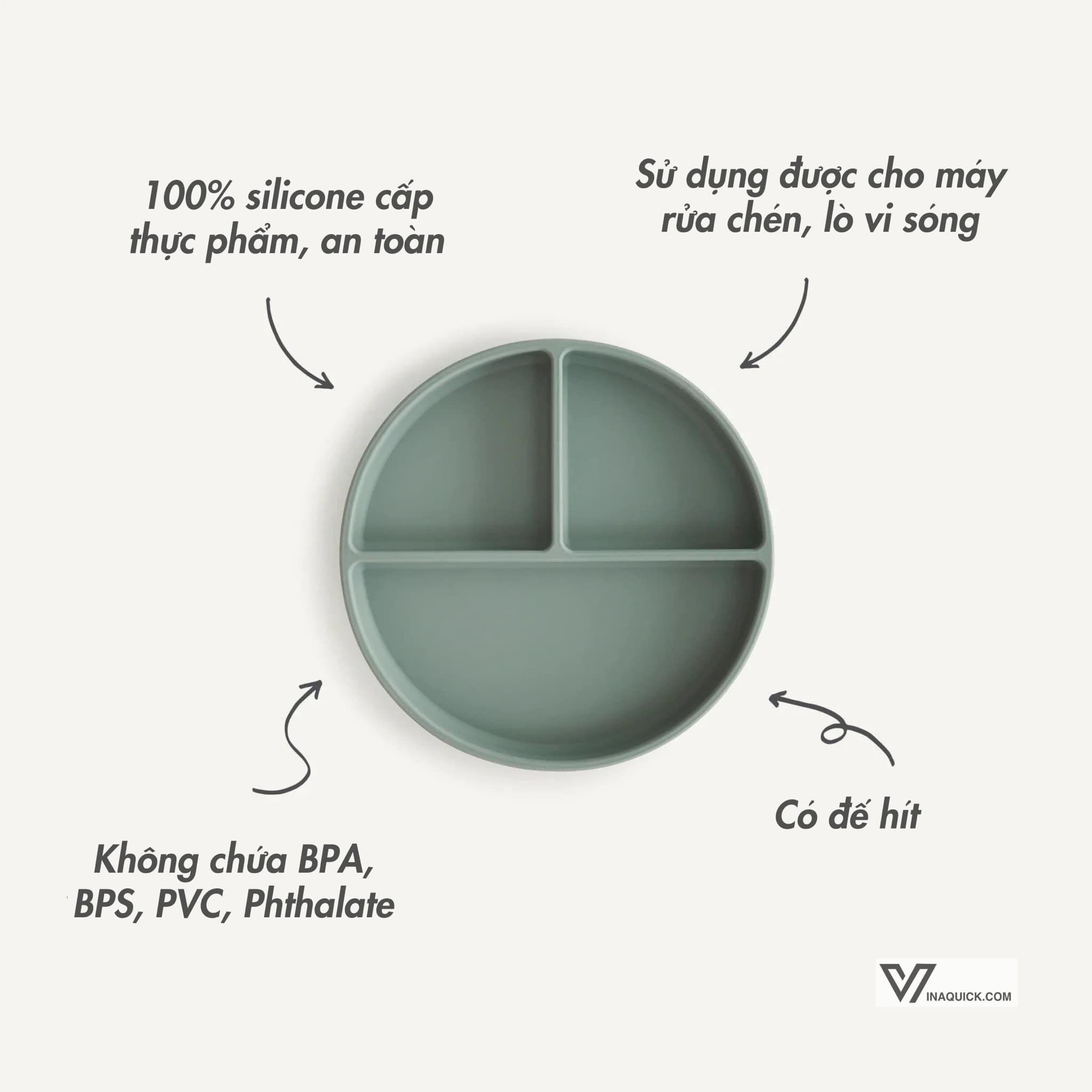  (A) Khay Ăn Dặm Chia Ngăn Silicone Mushie 