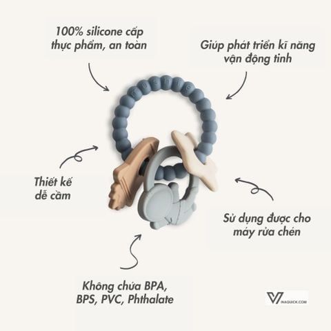  Bộ Vòng Đồ Chơi Gặm Nướu Mushie Teething Ring 