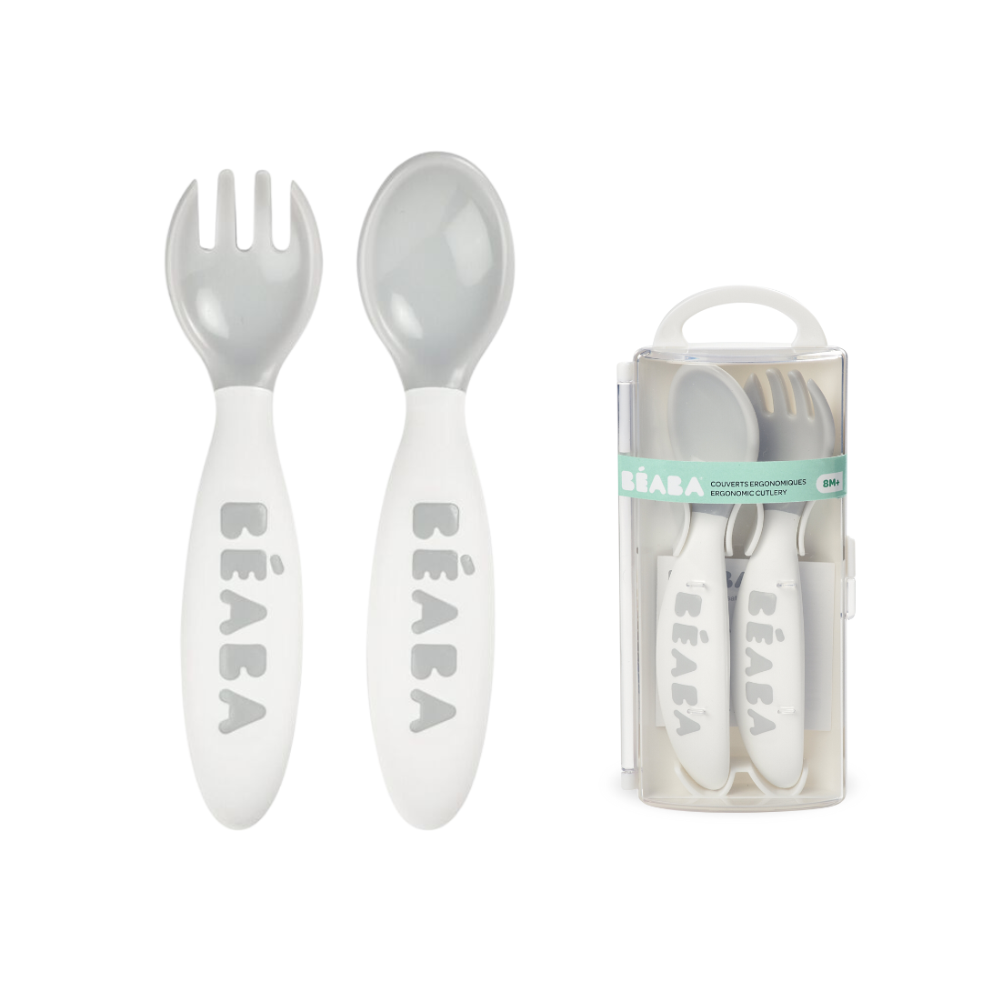  Set Thìa & Nĩa Tập Ăn Công Thái Học Ergonomic Cutlery Béaba Cho Bé Từ 8M+ 