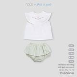  Bộ cộc tay Nous áo trắng phối quần caro xanh 