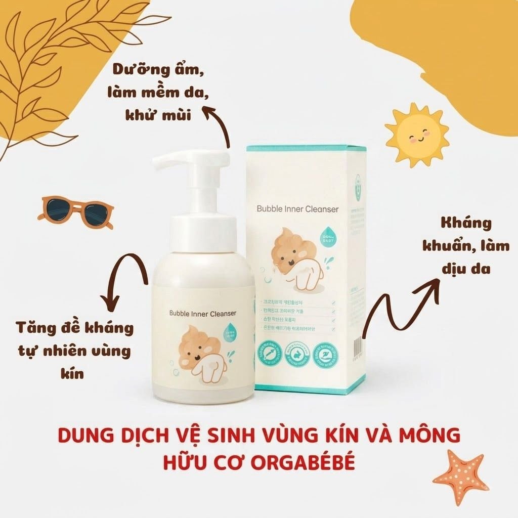  Bọt Vệ Sinh Thuần Chay Orgabébé Bubble Hip Cleanser 300ml 