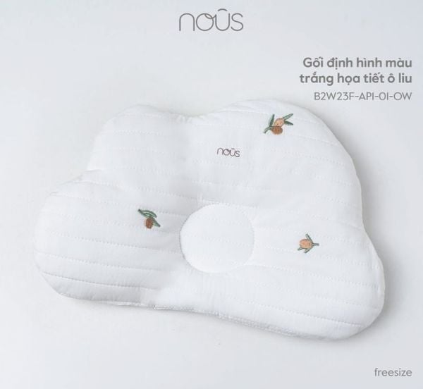  Gối Định Hình Nous Họa Tiết Ô Liu - Màu Trắng 