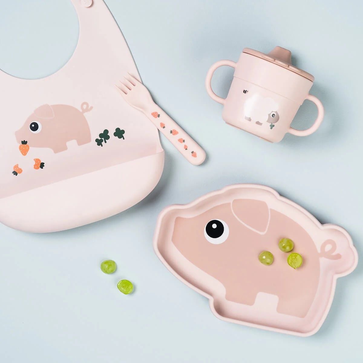  Yếm Silicone Done By Deer Bib - Pigee/Powder 