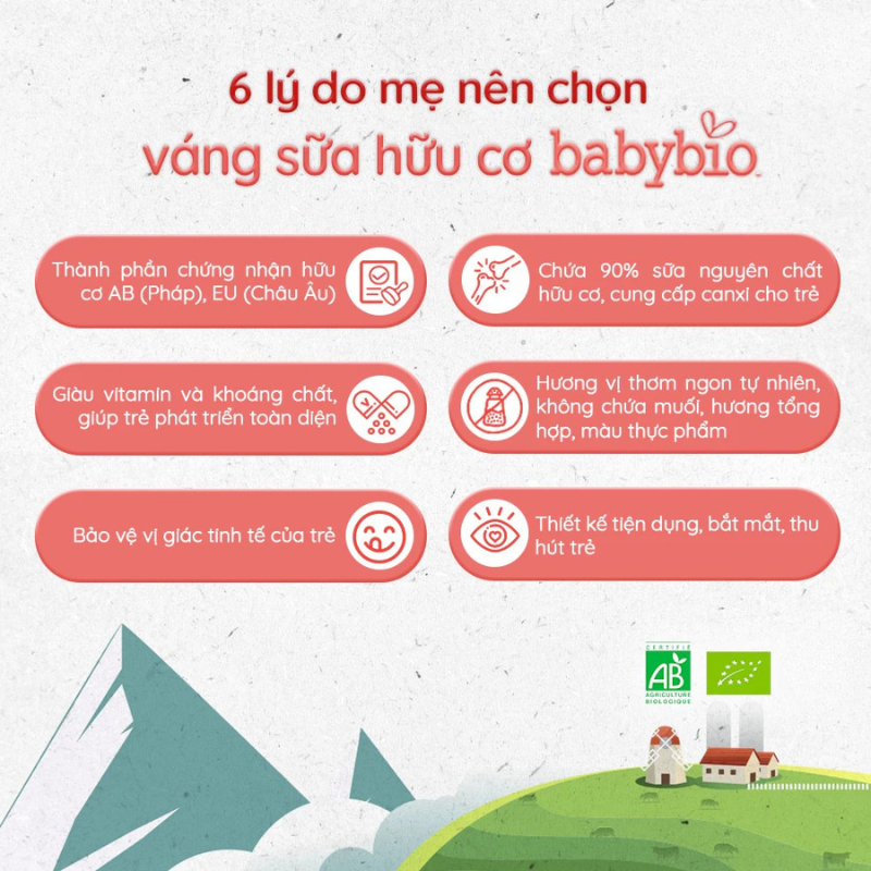  Váng sữa hữu cơ cho bé Babybio Organic Cream 85g 