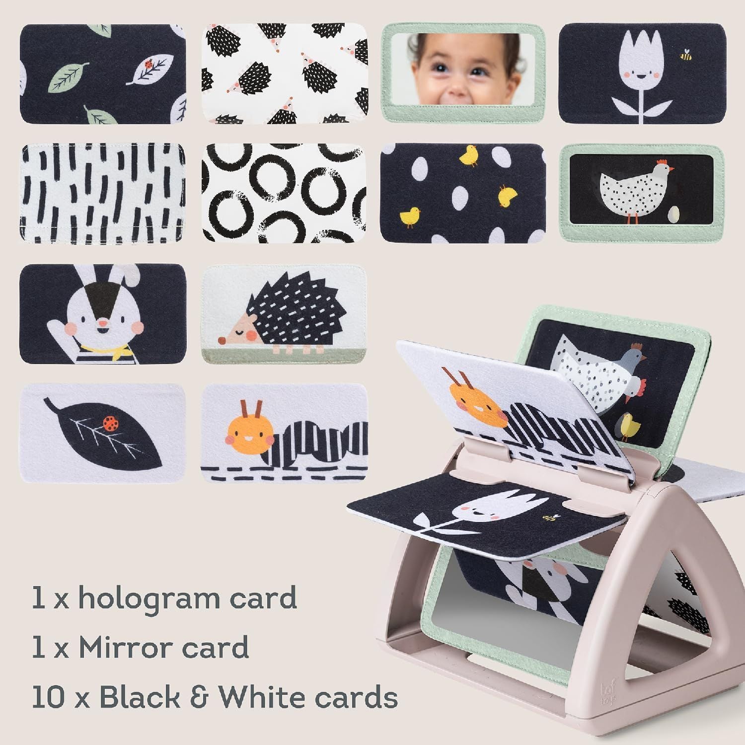  Sách Vải Xoay Hỗ Trợ Tập Lẫy Cho Bé Taf Toys Black & White Spinning Book 