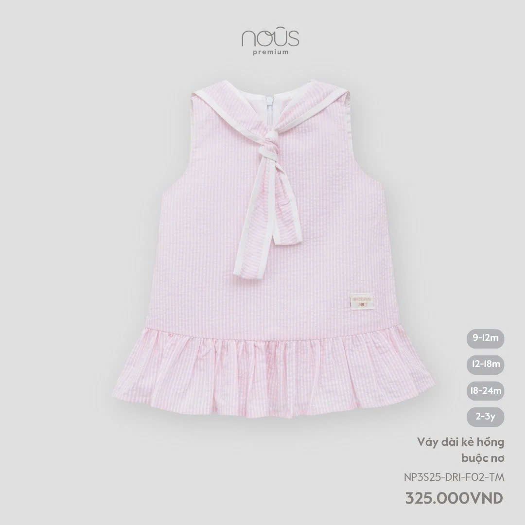  Váy dài kẻ hồng buộc nơ Nous 
