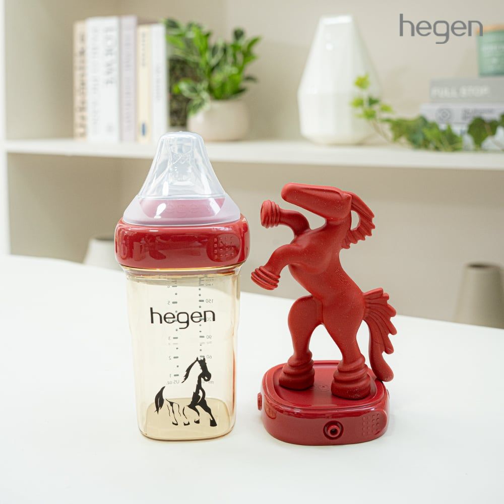  Bộ bình sữa Hegen The Majestic Stallion 240ml, núm ti M (3 – 6 tháng), nắp trữ sữa và gặm nướu (Limited) 
