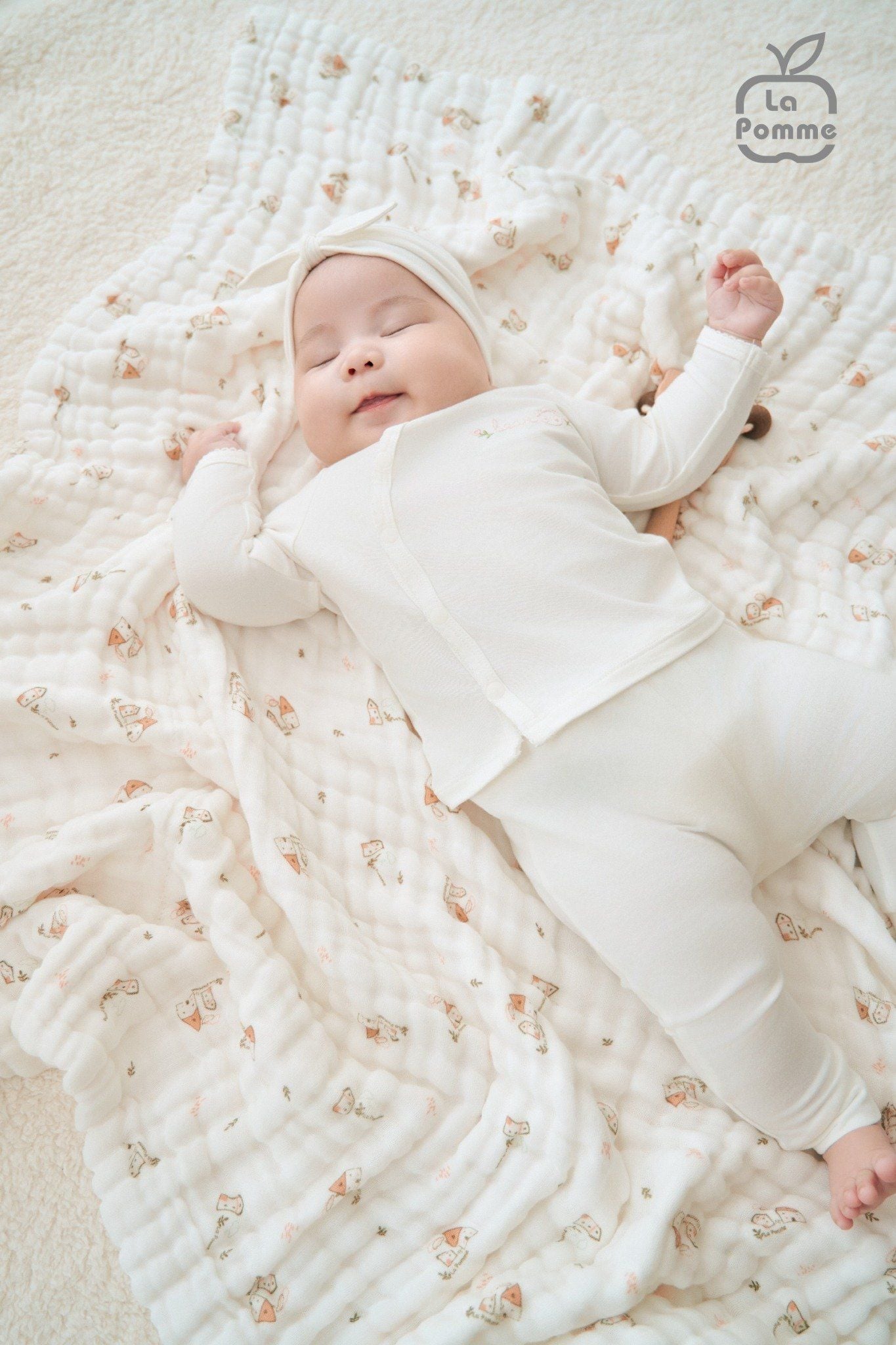  Khăn đa năng Xô Muslin 6 Lớp La Pomme họa tiết (100x100cm) 