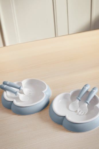  Set 2 Bộ Đĩa, Thìa, Dĩa Ăn Dặm Baby Bjorn - Màu Powder Blue 