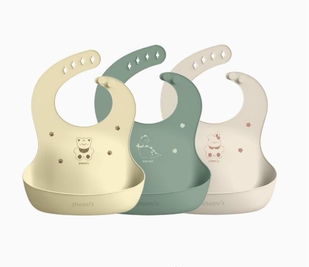  Yếm Ăn Dặm Họa Tiết Silicone Modui Cho Bé Từ 6M+ 