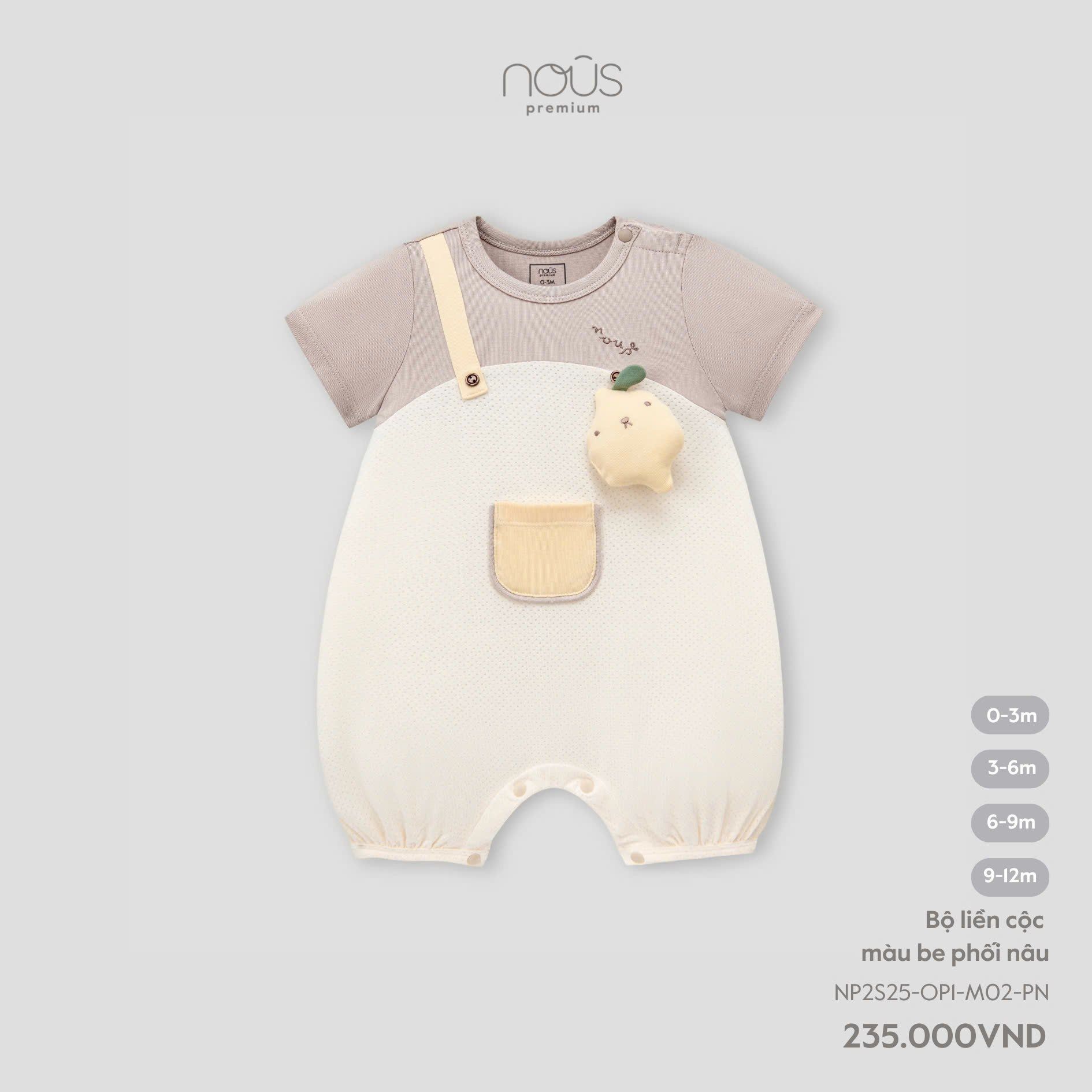  Bộ liền cộc Nous màu be phối nâu 