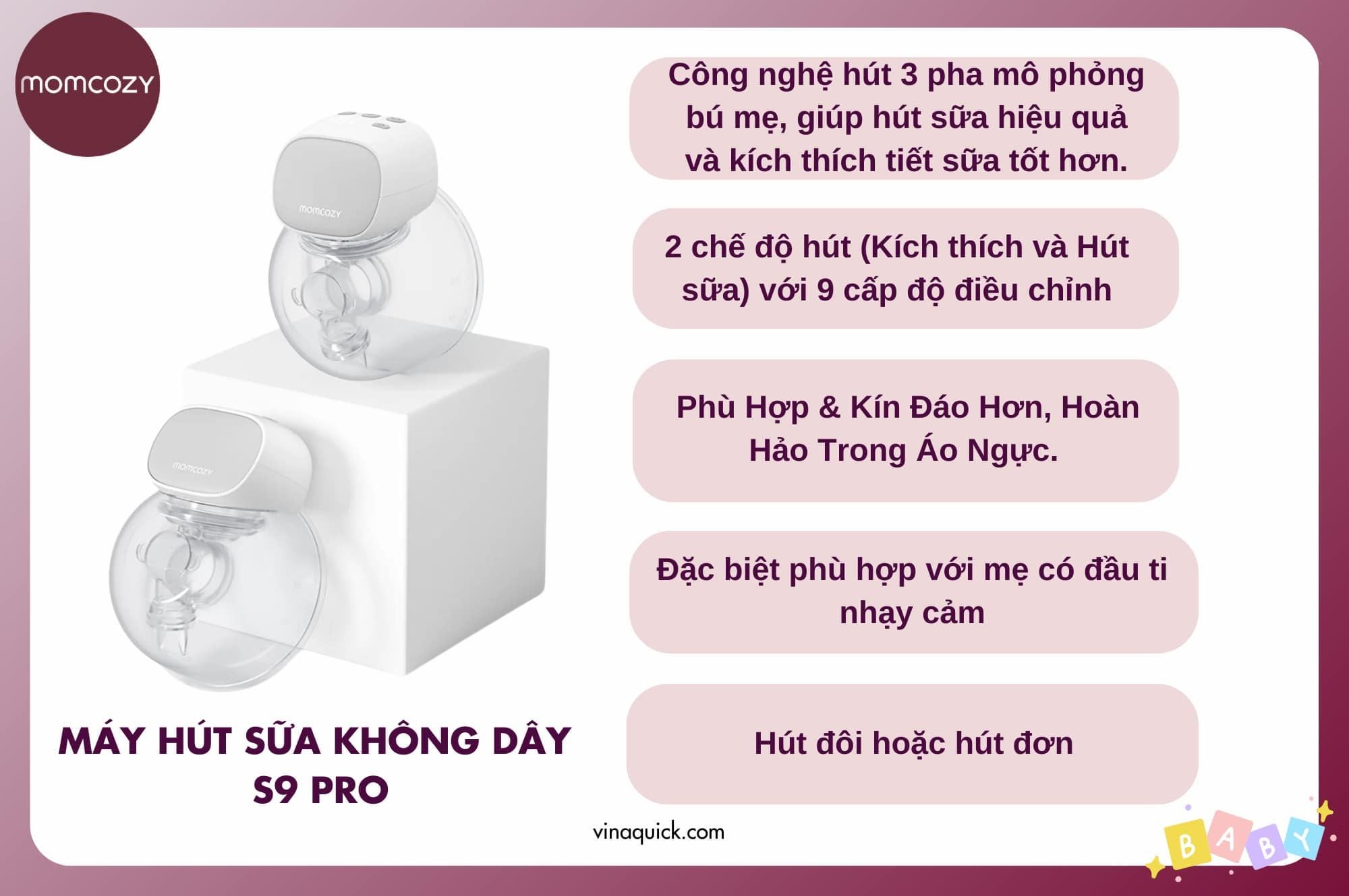  Máy Hút Sữa Rảnh Tay Không Dây Momcozy S9 Pro 
