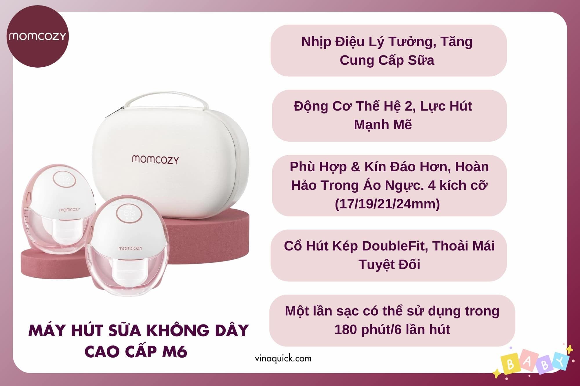  Máy Hút Sữa Rảnh Tay Không Dây Momcozy M6 