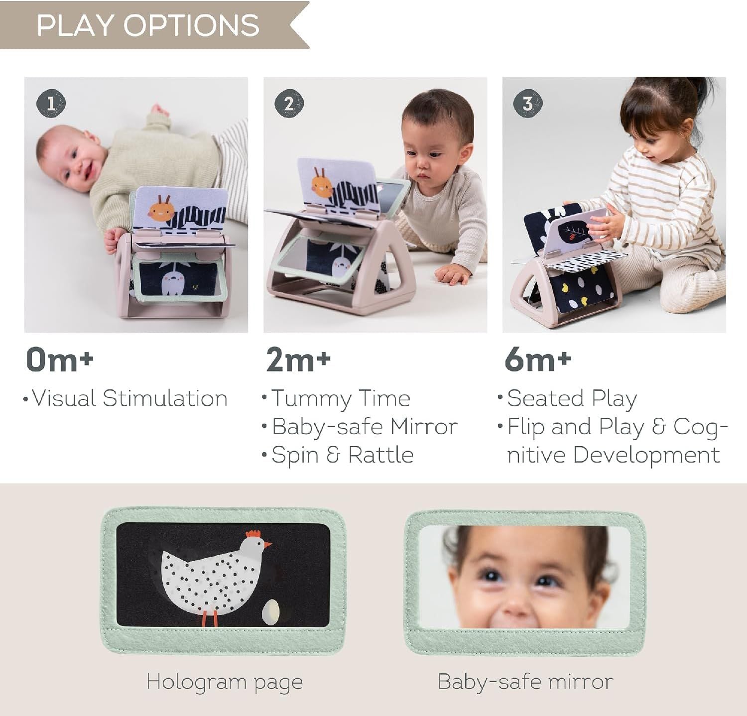  Sách Vải Xoay Hỗ Trợ Tập Lẫy Cho Bé Taf Toys Black & White Spinning Book 