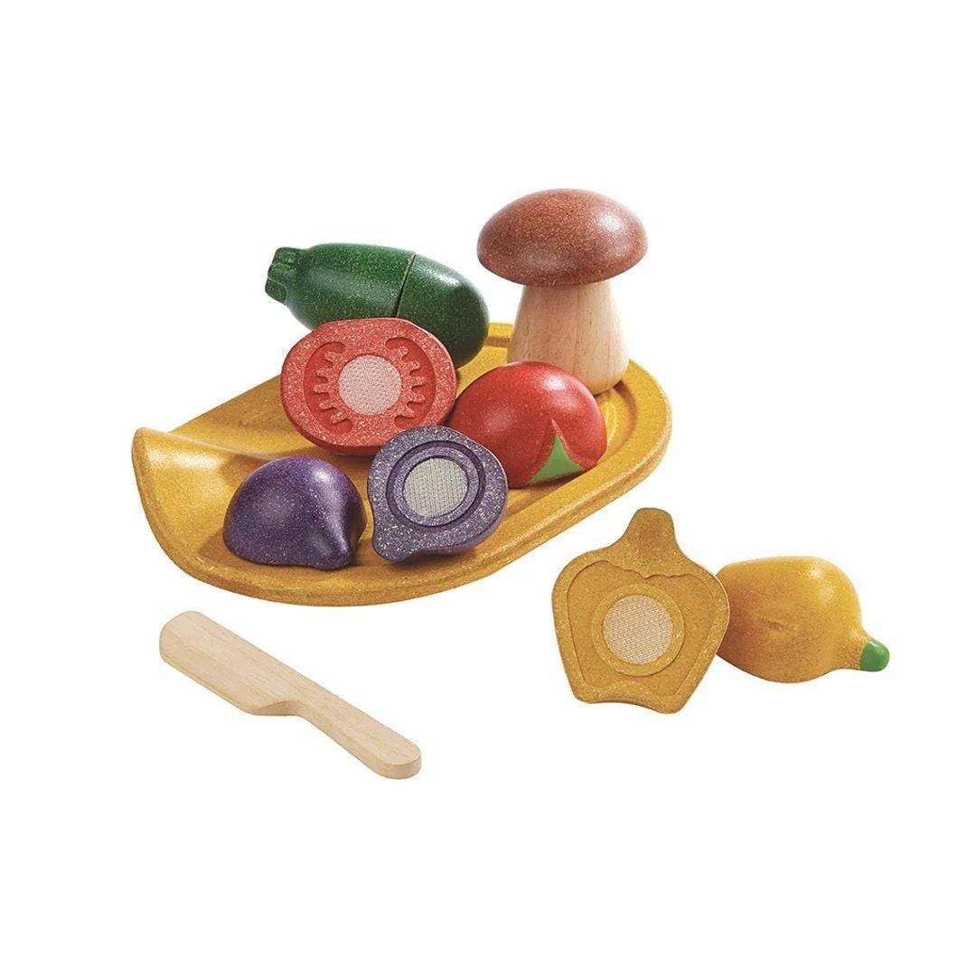 Đồ Chơi Gỗ PlanToys Cắt Rau Củ Assorted Vegetables Cho Bé 18M+ 