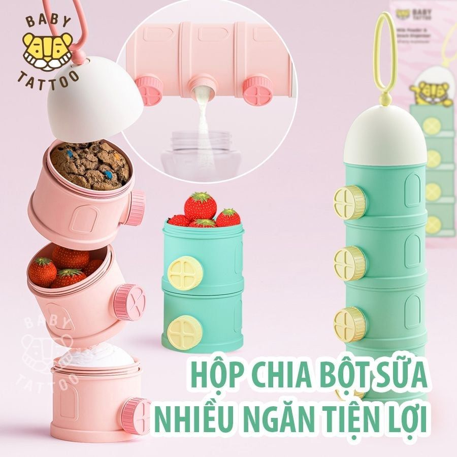  Hộp Chia Bột Sữa - Thức Ăn Nhiều Ngăn Baby Tattoo 