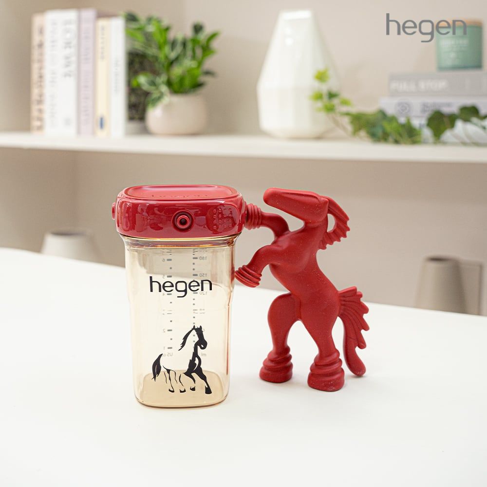  Bộ bình sữa Hegen The Majestic Stallion 240ml, núm ti M (3 – 6 tháng), nắp trữ sữa và gặm nướu (Limited) 