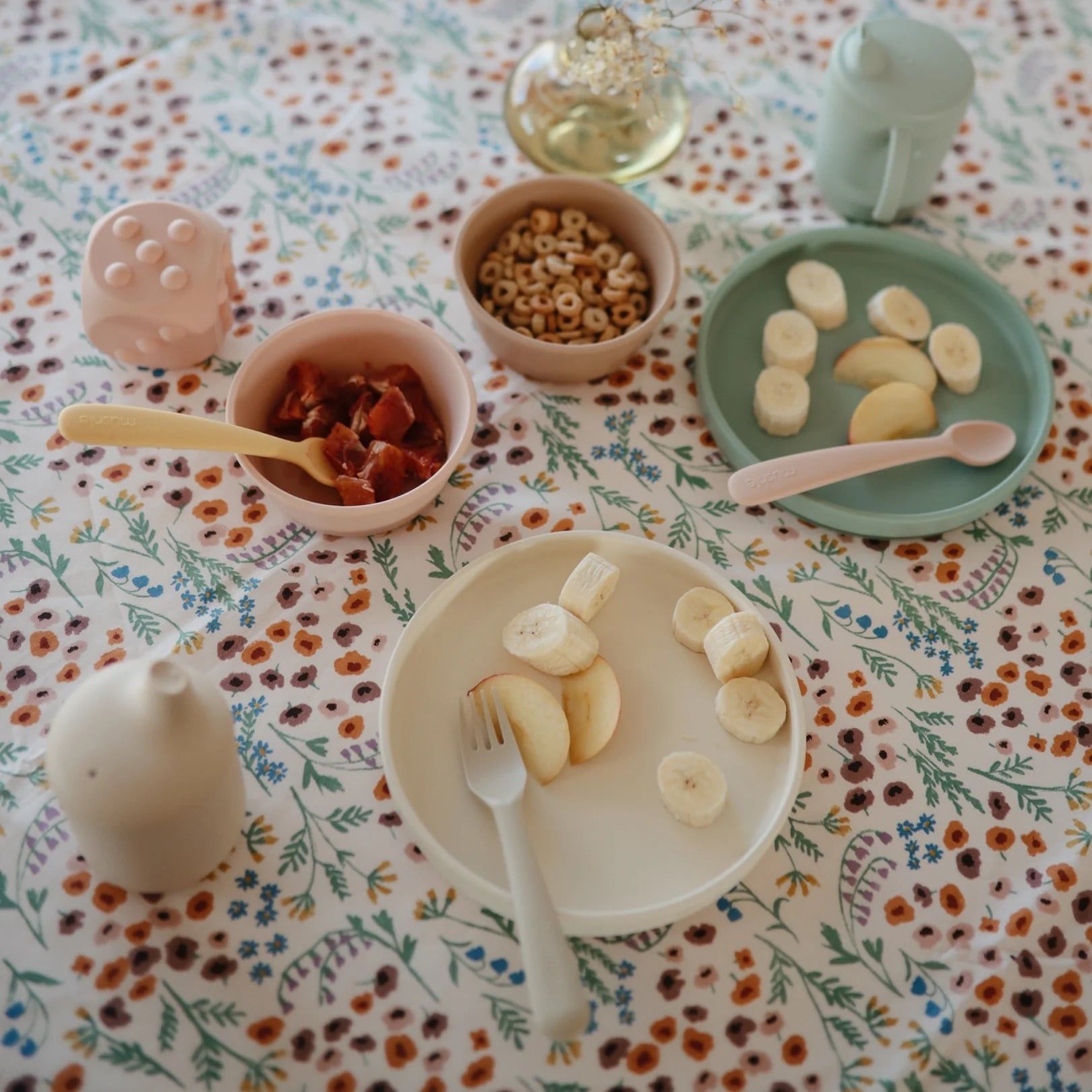  (A) Set 2 Thìa Ăn Dặm Silicone Mushie Cho Bé 