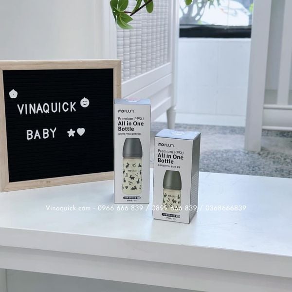  Bình Sữa PPSU Cổ Rộng Moyuum Thỏ Đen 