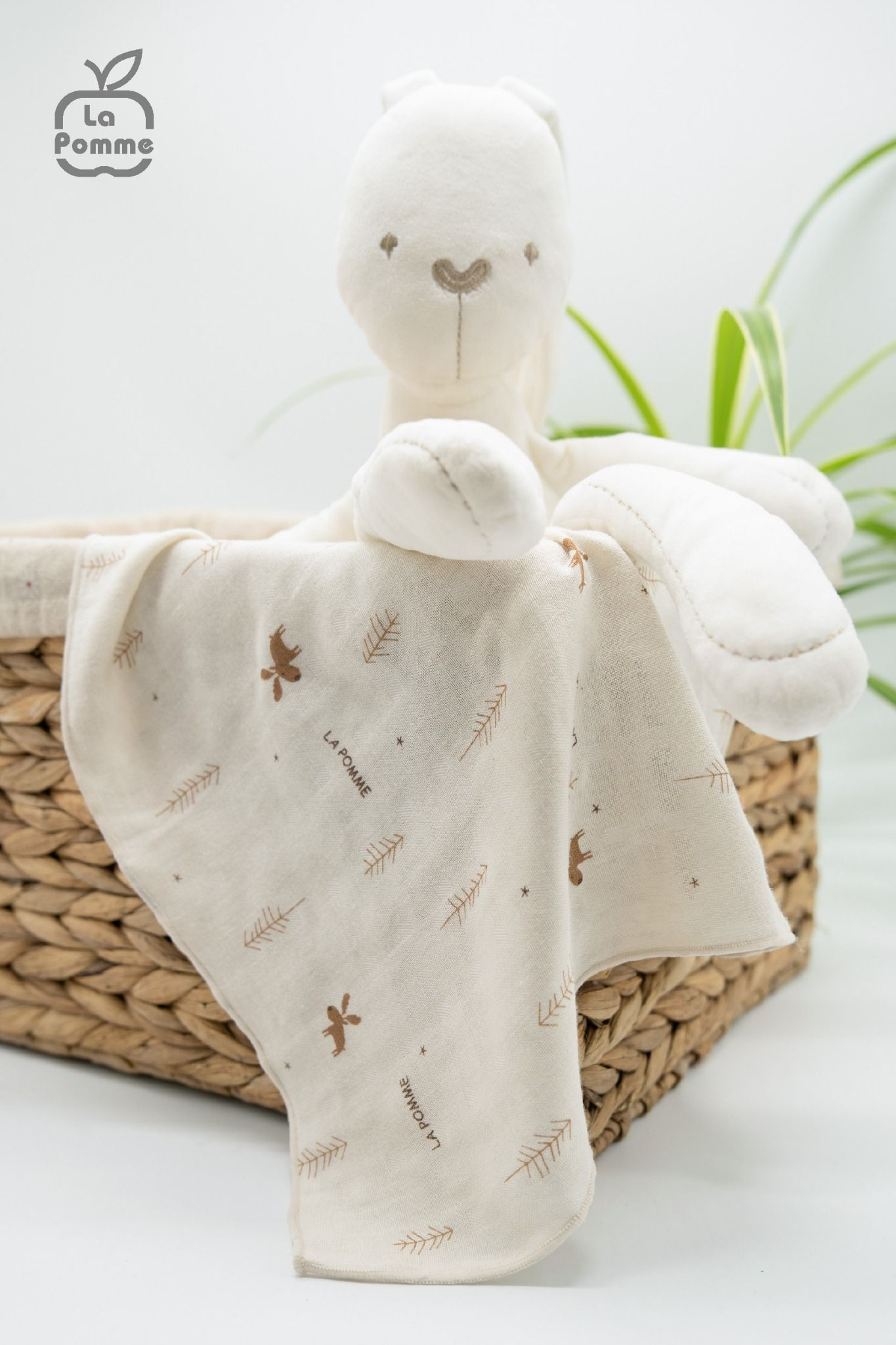  Set 5 khăn sữa sợi tre lụa La Pomme Hươu (30x30cm) 