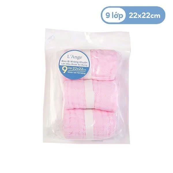  Khăn nhỏ vải bông 9 lớp L'ange 22 x 22 cm (Set 3 cái) 