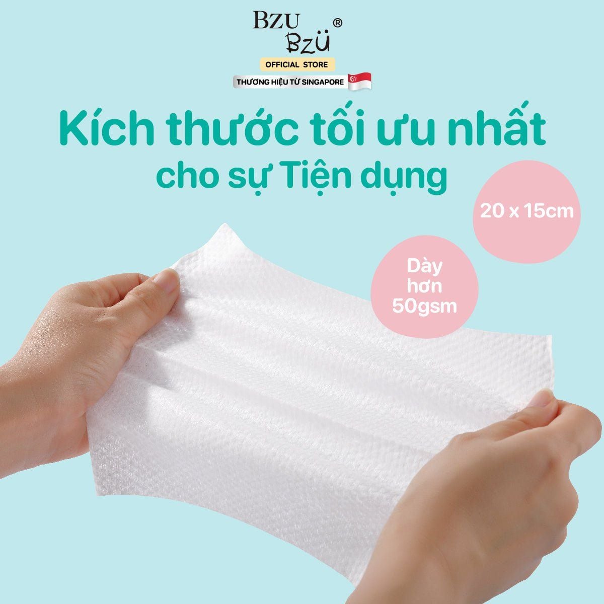  Khăn ướt diệt khuẩn Bzu Bzu Antibacterial Baby Wipes (Xanh Lá)- 30 Tờ 