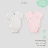  Set 2 bodysuit cộc tay màu trắng và hồng Nous 