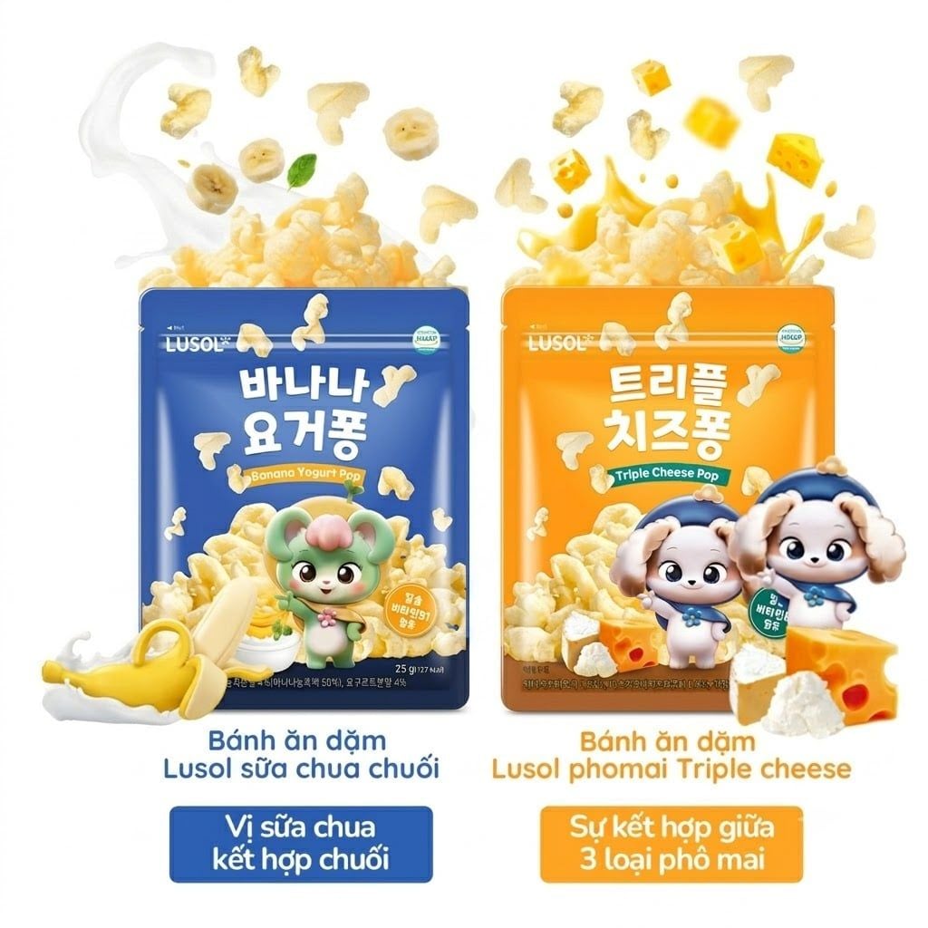  Bánh ăn dặm Lusol vị phô mai, sữa chua, dễ tan (1Y+) 