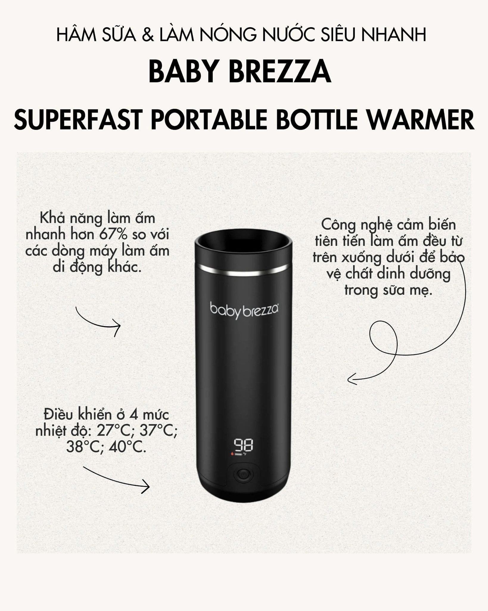  Máy hâm sữa và làm nóng nước di động siêu nhanh Baby Brezza 