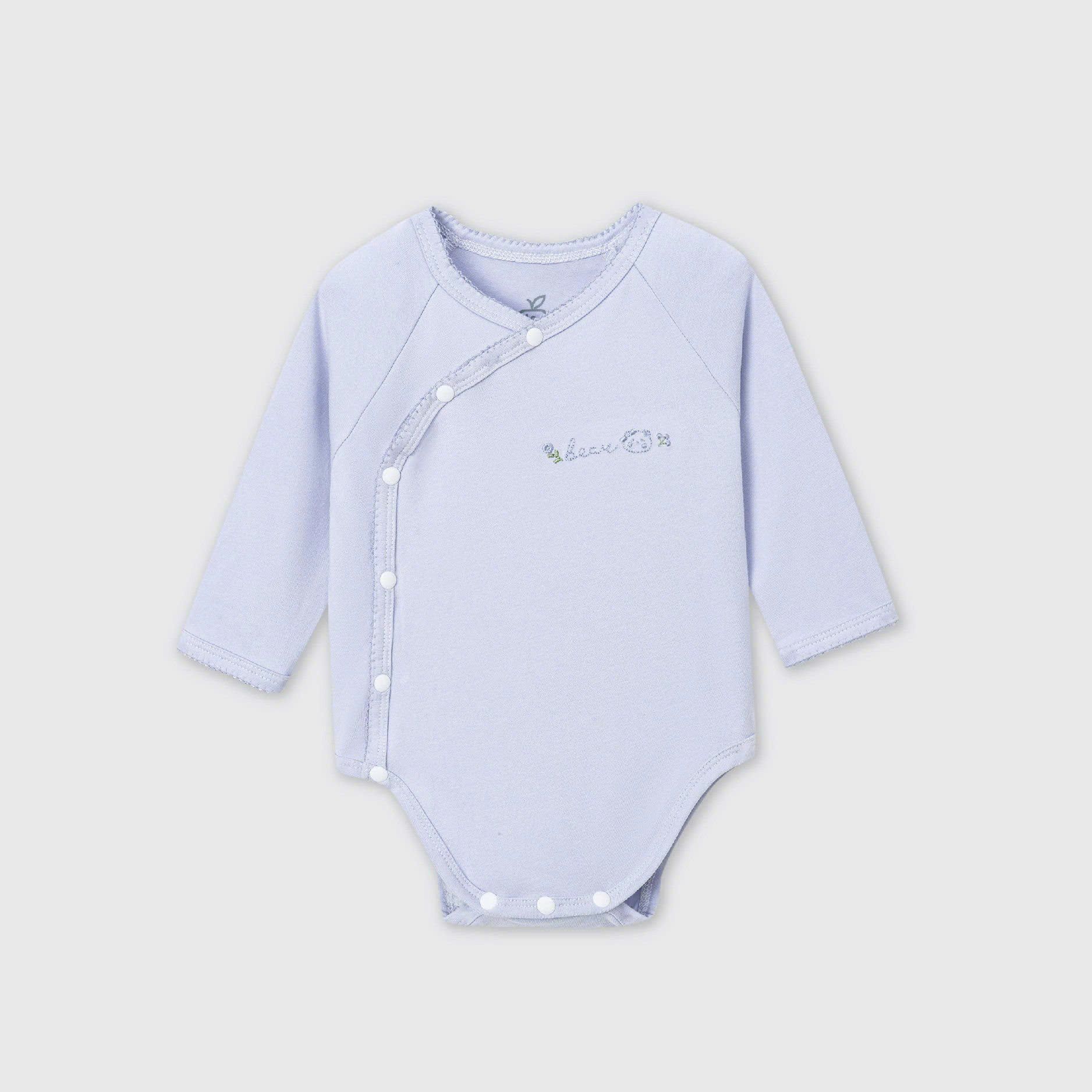  Body chip dài tay cúc lệch La Pomme gấu nhỏ - Tím 