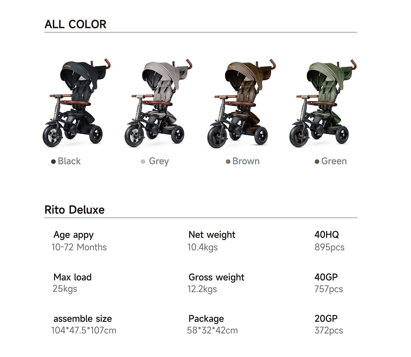  Xe đẩy 3 bánh Qplay Rito Deluxe 