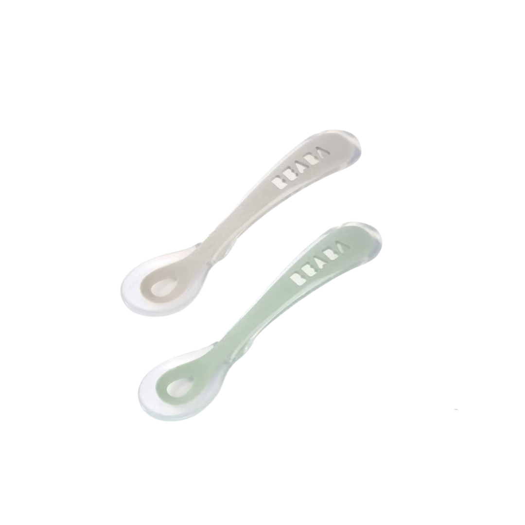  Set 2 Thìa Ăn Dặm Giai Đoạn 2ND Age Silicone Spoons Béaba Cho Bé Từ 8M+ 