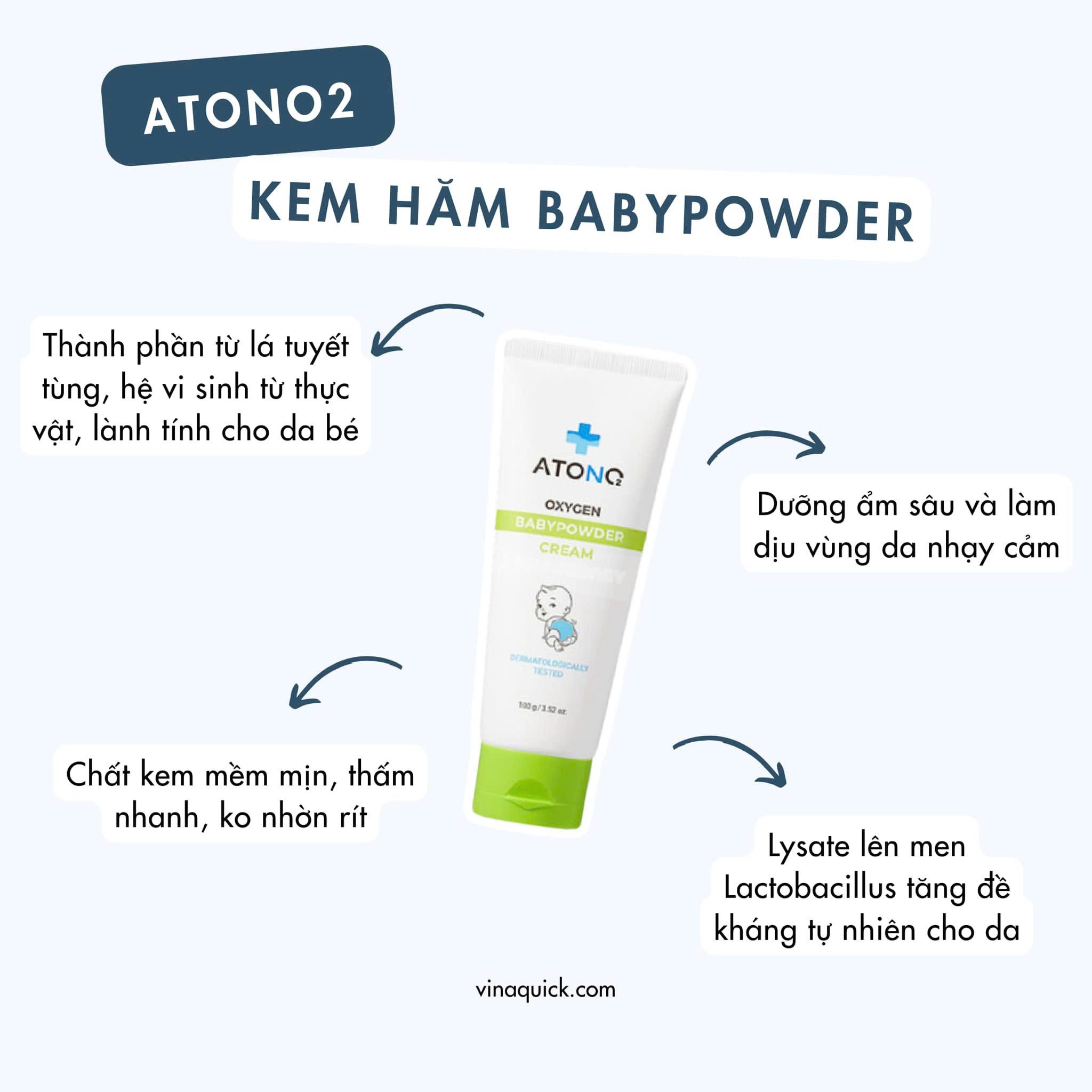  Kem Hăm Atono2 Oxygen Baby Powder Cream Cho Bé 100g (0+) 