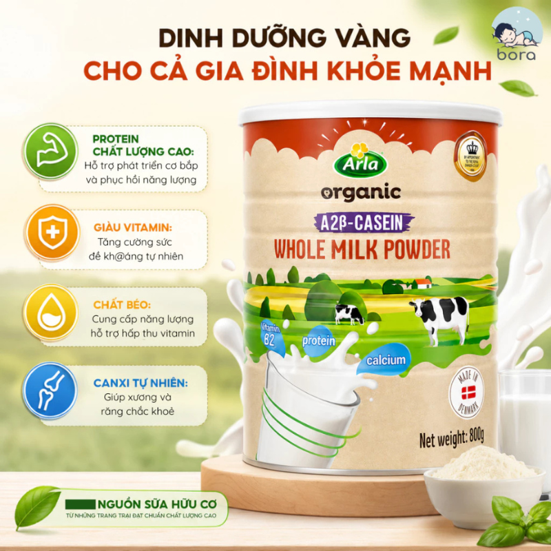  Sữa Tươi Dạng Bột A2 β-Casein Organic Whole Milk Powder 800g 