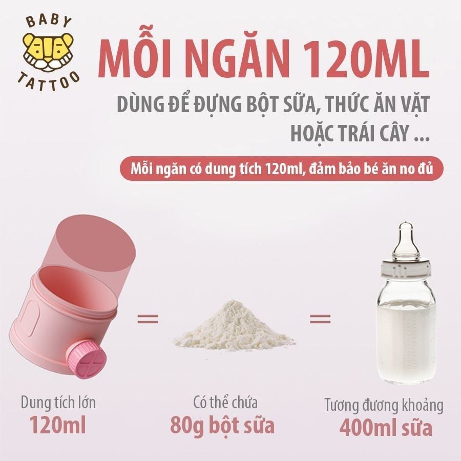  Hộp Chia Bột Sữa - Thức Ăn Nhiều Ngăn Baby Tattoo 
