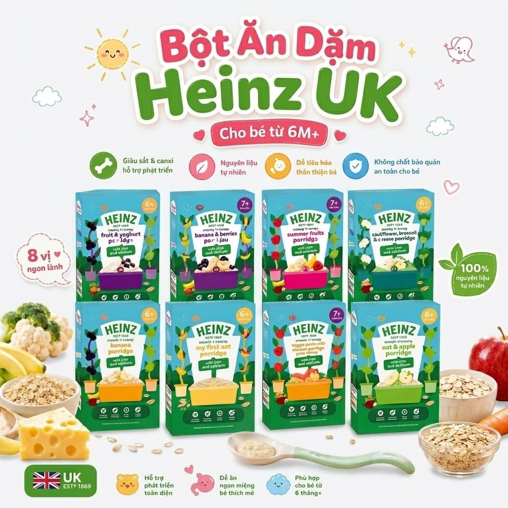  Bột Ăn Dặm HEINZ UK Cho Bé Từ 6M+ (A) 