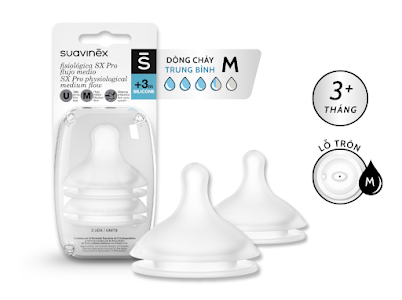  Set 2 Núm Ti Silicone Thay Thế Bình Sữa Suavinex 