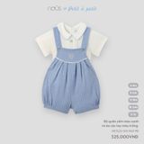  Bộ quần yếm Nous màu xanh và áo cộc tay màu trắng 